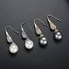 Geometric Copper Ear Hook Pearl Earrings With Zircon Accents And Shell Bead Details Elegant Jewelry Set