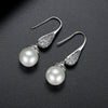 Geometric Copper Ear Hook Pearl Earrings With Zircon Accents And Shell Bead Details Elegant Jewelry Set
