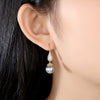 Geometric Copper Ear Hook Pearl Earrings With Zircon Accents And Shell Bead Details Elegant Jewelry Set