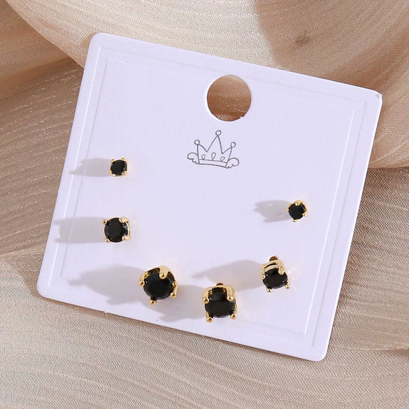 Geometric Copper Earrings Set Electroplated For Women