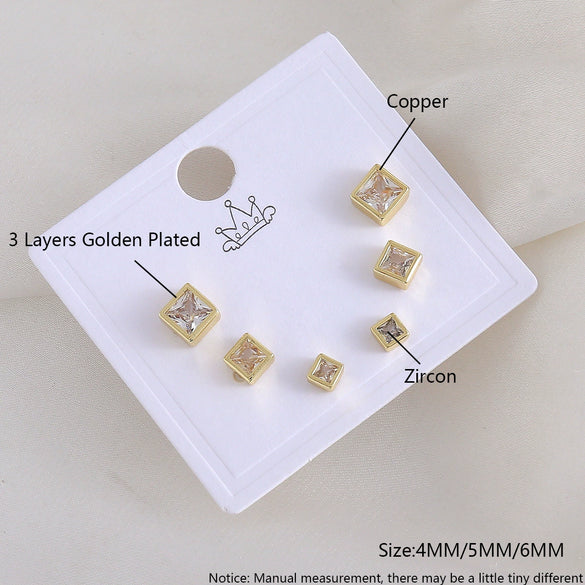 Geometric Copper Earrings Set Electroplated For Women