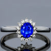 Geometric Copper Electroplated Dark Blue And Green Zircon Engagement Ring Popular Unisex Fashion Ring