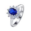 Geometric Copper Electroplated Dark Blue And Green Zircon Engagement Ring Popular Unisex Fashion Ring