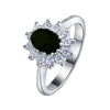 Geometric Copper Electroplated Dark Blue And Green Zircon Engagement Ring Popular Unisex Fashion Ring
