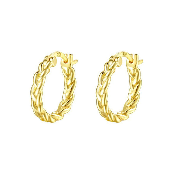 Geometric Copper Plated With Real Gold Electroplated Hoop Earrings
