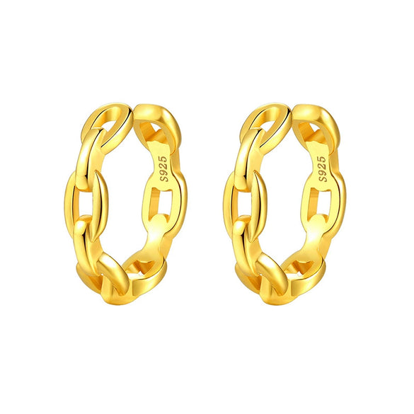 Geometric Copper Plated With Real Gold Electroplated Hoop Earrings