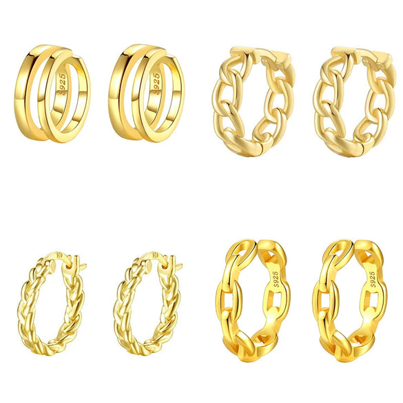 Geometric Copper Plated With Real Gold Electroplated Hoop Earrings