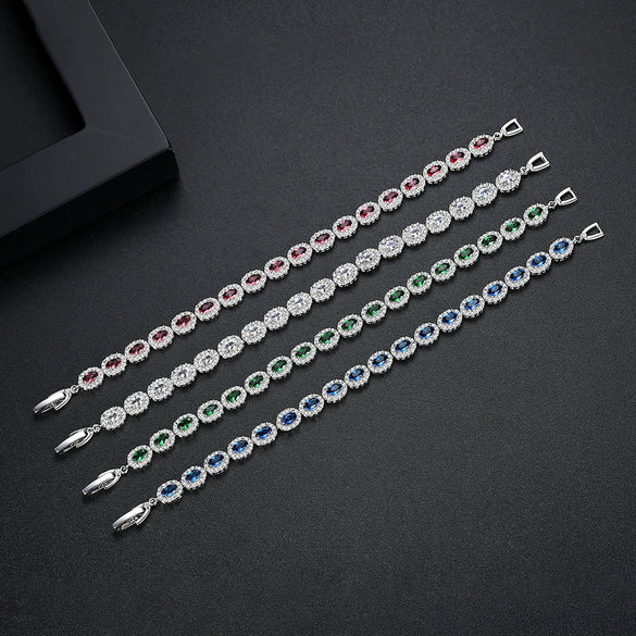 Geometric Copper Zircon Bracelet Electroplated Elegant Fashion Bracelet For Women