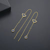 Geometric Copper Zircon Tassel Drop Earrings For Women Minimalist Long Statement Jewelry