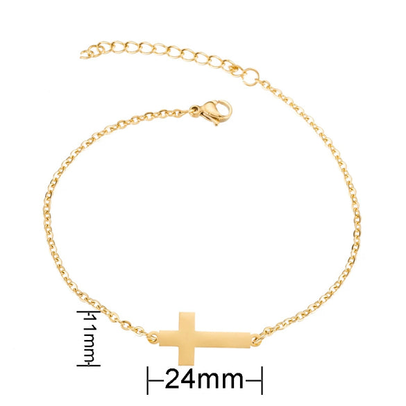 Geometric Cross Bracelet In Electroplated Stainless Steel Retro Unisex Fashion Hand Jewelry