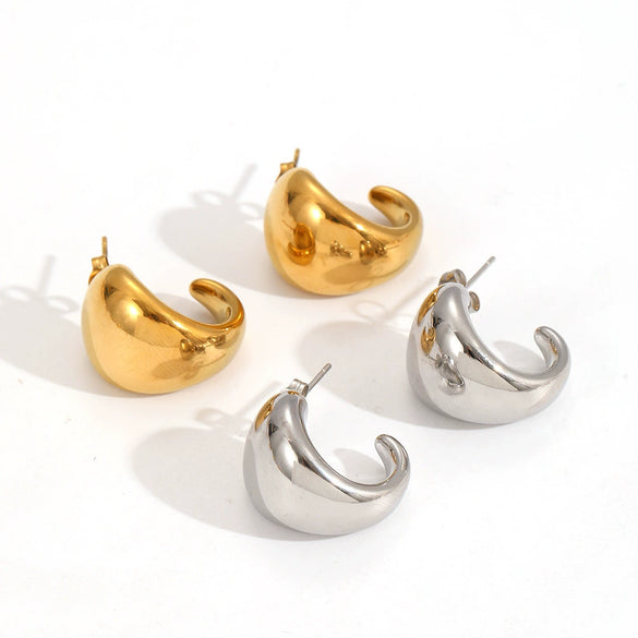 Geometric Cshaped Stainless Steel Electroplated Women's Earrings