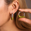 Geometric Cshaped 316L Stainless Steel Halfdrop Oil Ear Stud Earrings For Women Niche Elegant 18K Gold Plated