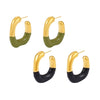 Geometric Cshaped 316L Stainless Steel Halfdrop Oil Ear Stud Earrings For Women Niche Elegant 18K Gold Plated