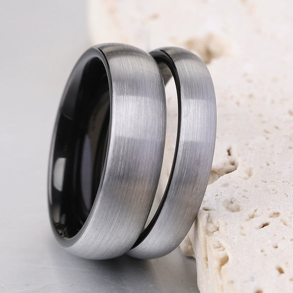 Geometric Curved Sand Surface Tungsten Steel Ring With Electroplated Finish Simple Fashion Jewelry For Women And Men Wholesale