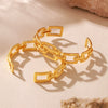 Geometric Cut Out Chain Open Bracelet 316L Stainless Steel 18K Gold Plated Jewelry