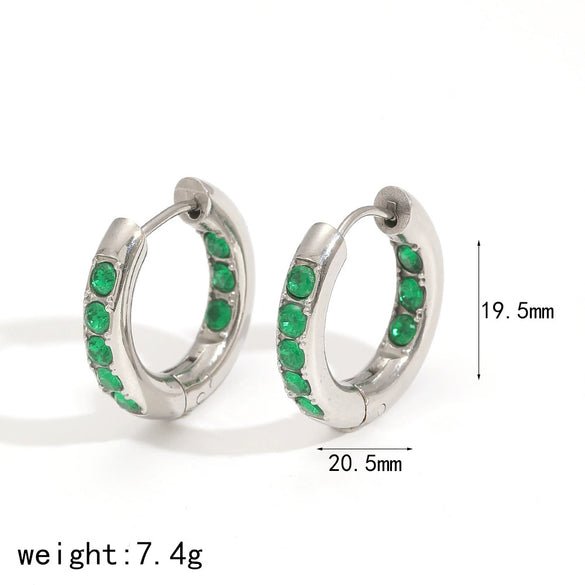 Geometric Diamond Zircon Stainless Steel Earrings Electroplated Highend Style