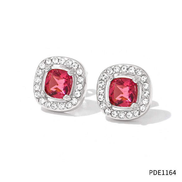 Geometric Diamondstudded Gem Stainless Steel Earrings Necklace Bracelet Set For Women With Bear Little Pig Small Animal Pattern And Electroplating Treatment