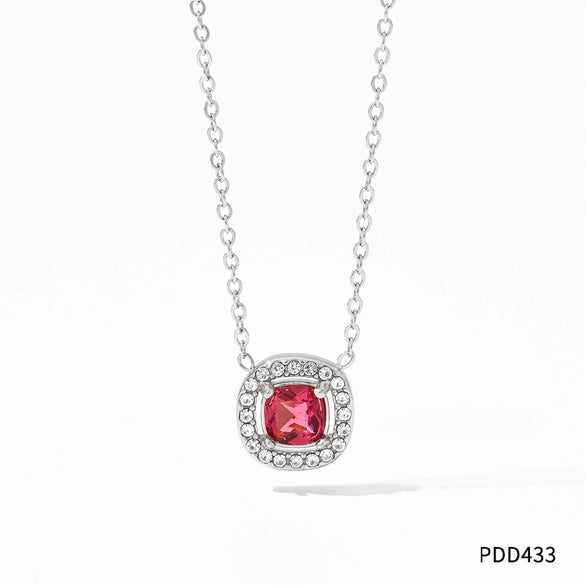 Geometric Diamondstudded Gem Stainless Steel Earrings Necklace Bracelet Set For Women With Bear Little Pig Small Animal Pattern And Electroplating Treatment