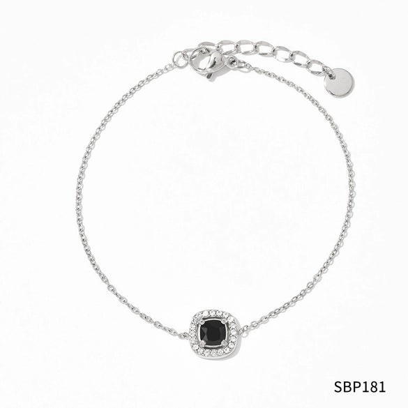 Geometric Diamondstudded Gem Stainless Steel Earrings Necklace Bracelet Set For Women With Bear Little Pig Small Animal Pattern And Electroplating Treatment