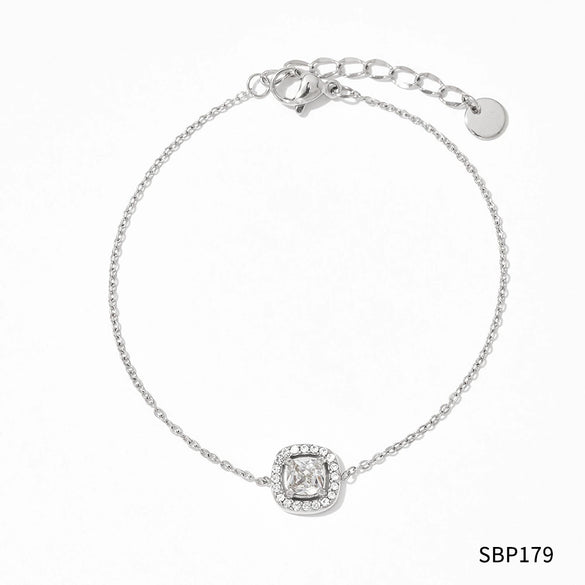 Geometric Diamondstudded Gem Stainless Steel Earrings Necklace Bracelet Set For Women With Bear Little Pig Small Animal Pattern And Electroplating Treatment