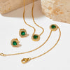 Geometric Diamondstudded Gem Stainless Steel Earrings Necklace Bracelet Set For Women With Bear Little Pig Small Animal Pattern And Electroplating Treatment