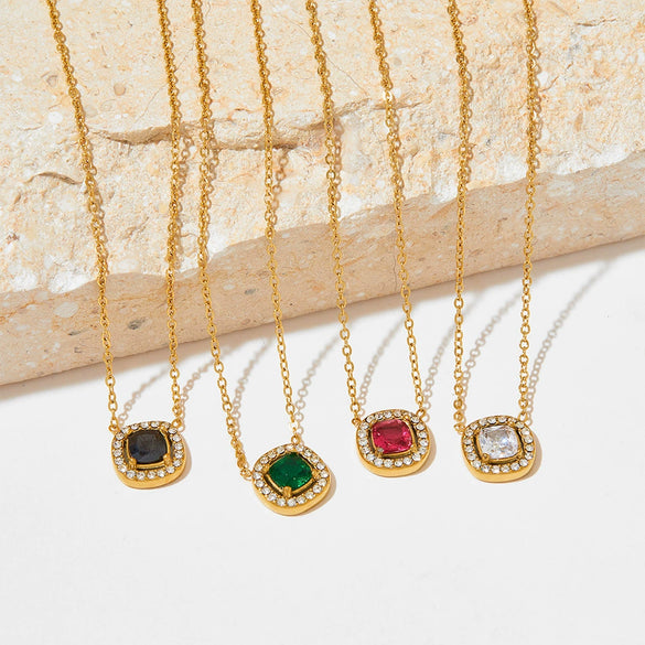 Geometric Diamondstudded Gem Stainless Steel Earrings Necklace Bracelet Set For Women With Bear Little Pig Small Animal Pattern And Electroplating Treatment