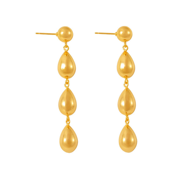 Geometric Dropshaped Tassel Copper 18K Gold Plated Earrings For Women