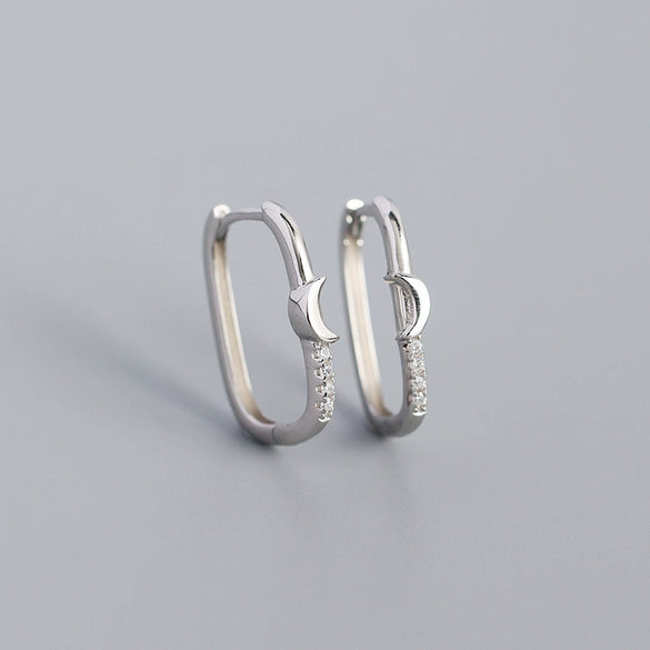 Geometric Ear Studs Earrings S925 Silver Electroplated With Star Moon And Peach Heart Design In Light Luxury Style