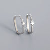 Geometric Ear Studs Earrings S925 Silver Electroplated With Star Moon And Peach Heart Design In Light Luxury Style