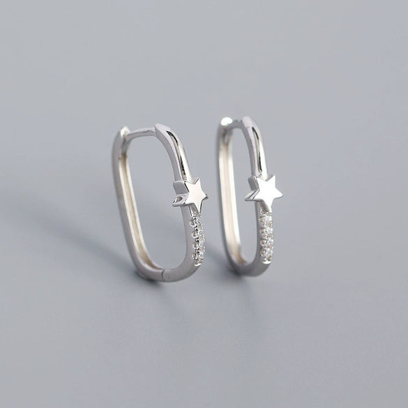 Geometric Ear Studs Earrings S925 Silver Electroplated With Star Moon And Peach Heart Design In Light Luxury Style
