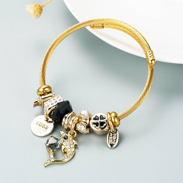 Geometric Electroplated Alloy Bracelet Gold Tone Minimalist Unisex Fashion Jewelry Accessory