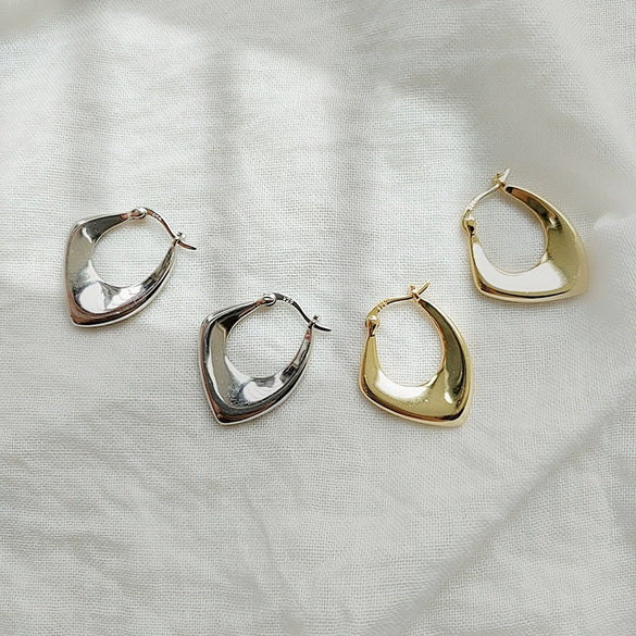 Geometric Electroplated Copper Irregular Earrings Trendy Personalized Light Luxury Ear Buckle Stud Jewelry For Women