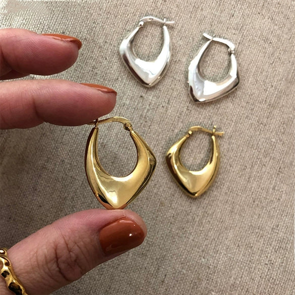 Geometric Electroplated Copper Irregular Earrings Trendy Personalized Light Luxury Ear Buckle Stud Jewelry For Women