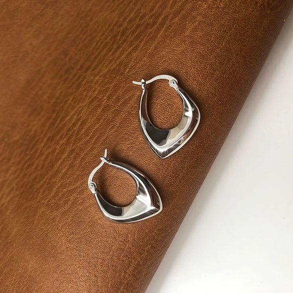 Geometric Electroplated Copper Irregular Earrings Trendy Personalized Light Luxury Ear Buckle Stud Jewelry For Women