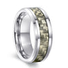 Geometric Electroplated Tungsten Steel Ring With Black And Blue Carbon Fiber Design For Men And Women Wholesale