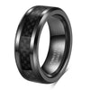 Geometric Electroplated Tungsten Steel Ring With Black And Blue Carbon Fiber Design For Men And Women Wholesale
