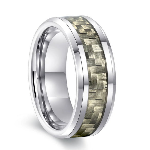 Geometric Electroplated Tungsten Steel Ring With Black And Blue Carbon Fiber Design For Men And Women Wholesale