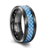 Geometric Electroplated Tungsten Steel Ring With Black And Blue Carbon Fiber Design For Men And Women Wholesale