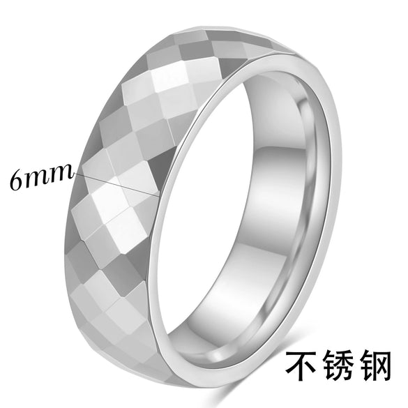 Geometric Faceted Rhombus Stainless Steel Couple Rings With Threecolor Electroplated Finish Unisex Simple Jewelry