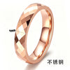 Geometric Faceted Rhombus Stainless Steel Couple Rings With Threecolor Electroplated Finish Unisex Simple Jewelry