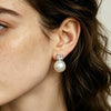 Geometric Faux Pearl Drop Earrings With Fourprong Cubic Zirconia Accents And Stainless Steel Posts For Women