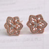 Geometric Flower Zircon Earrings In Electroplated Copper Minimalist Fashion Jewelry For Women