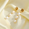 Geometric Freshwater Pearl Stainless Steel Vacuum Gold Plated Earrings For Women Simple Elegant Style