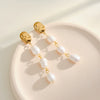 Geometric Freshwater Pearl Stainless Steel Vacuum Gold Plated Earrings For Women Simple Elegant Style
