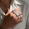 Geometric Goldplated Alloy Ring With Irregular Textured Design And Polished Finish Unisex Fashion Jewelry