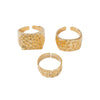 Geometric Goldplated Alloy Ring With Irregular Textured Design And Polished Finish Unisex Fashion Jewelry