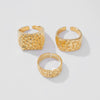 Geometric Goldplated Alloy Ring With Irregular Textured Design And Polished Finish Unisex Fashion Jewelry
