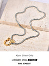 Geometric Goldplated Titanium Steel Carabiner Pendant Pearl Strand Necklace For Women In Light Luxury Style