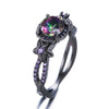 Geometric Gunmetal Electroplated Ring With Purple Zircon Inlay Unisex Fashion Jewelry