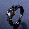 Geometric Gunmetal Electroplated Ring With Purple Zircon Inlay Unisex Fashion Jewelry